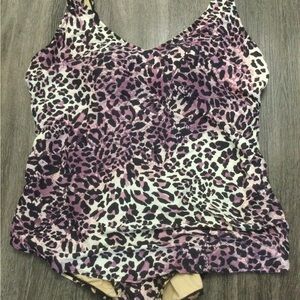 LIKE NEW One Piece Swimsuit Animal Print Purple Black Size 28